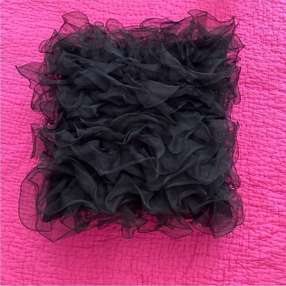 Elegant Black Ruffled  decorative pillow